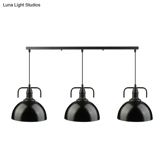 Dome Pendant Light - Loft Style Black Metal Ceiling Fixture With Linear/Round Canopy And Handle 3