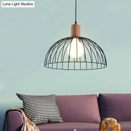 Dome Pendant Light: Minimalist Metal 1 Head Black Design For Living Room