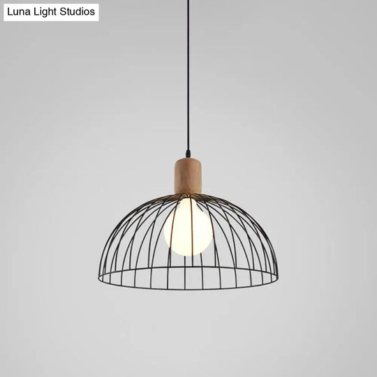 Dome Pendant Light: Minimalist Metal 1 Head Black Design For Living Room