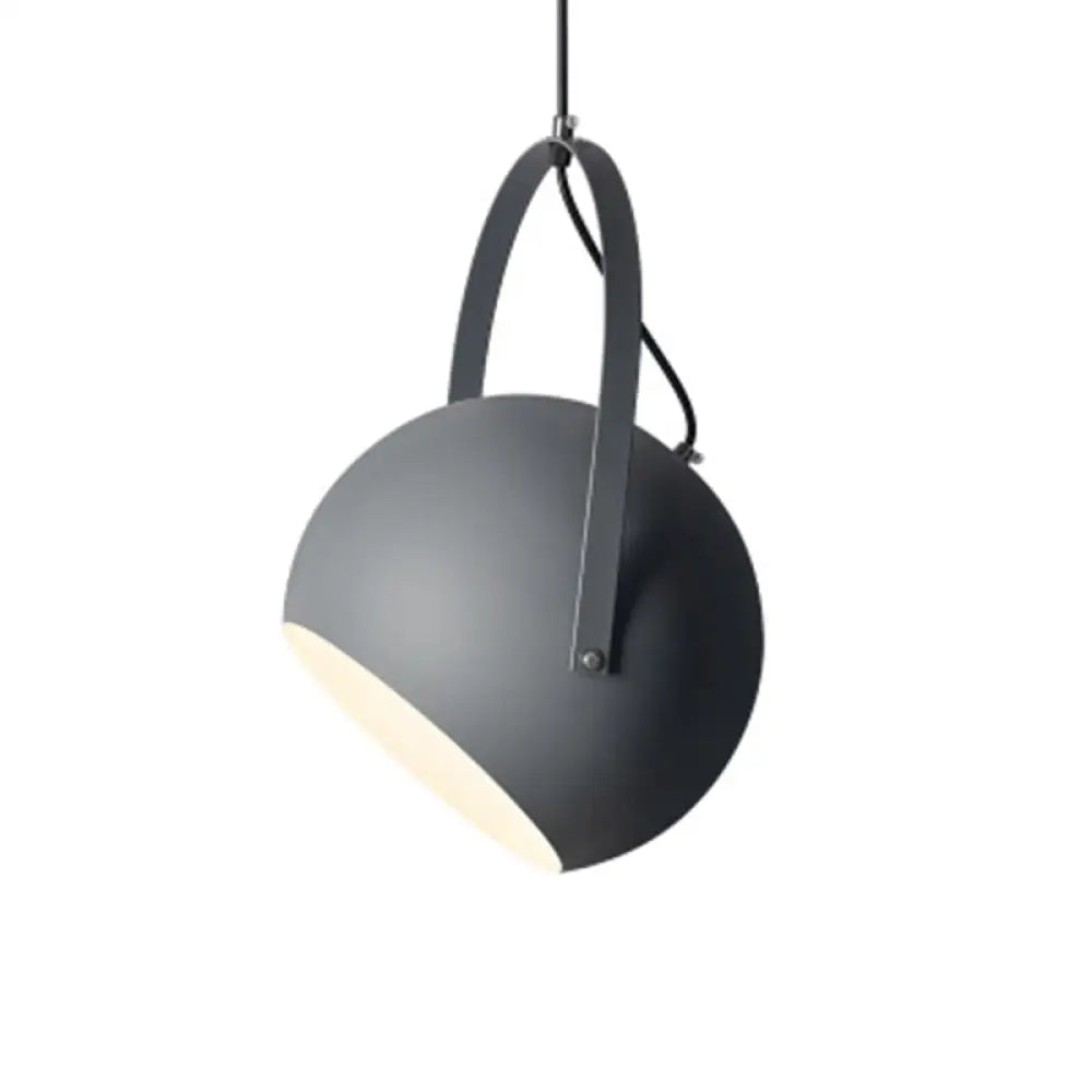 Dome Pendant Restaurant Spotlight With Arched Handle - Metal Hanging Light Fixture Grey