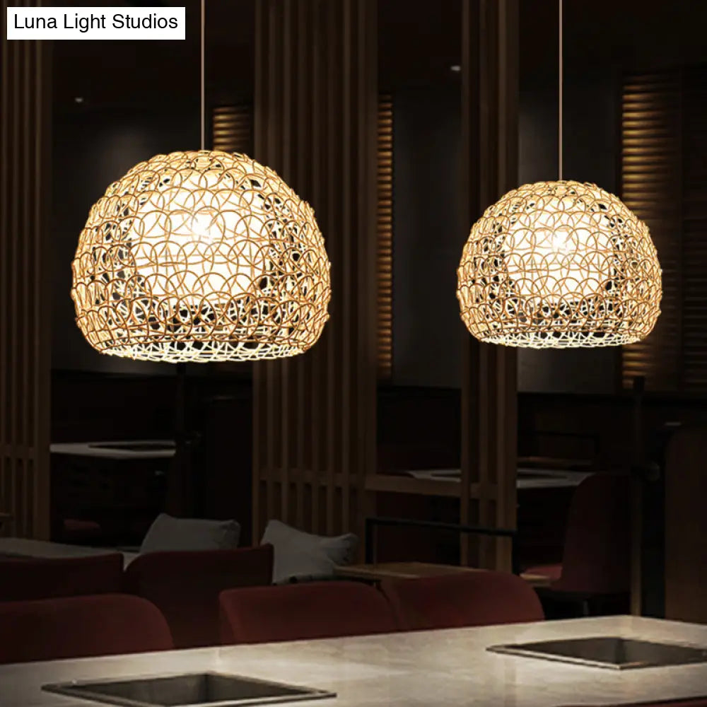 Dome Rattan Pendant Light Fixture - Simplicity In Wood