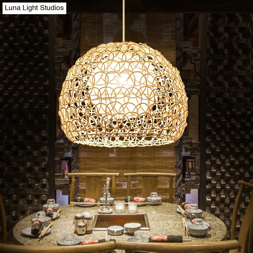 Dome Rattan Pendant Light Fixture - Simplicity In Wood