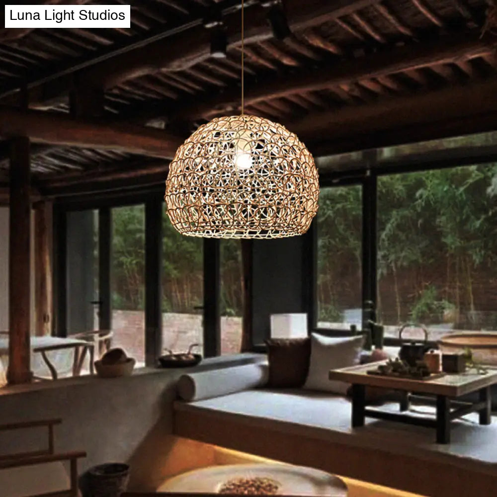 Dome Rattan Pendant Light Fixture - Simplicity In Wood