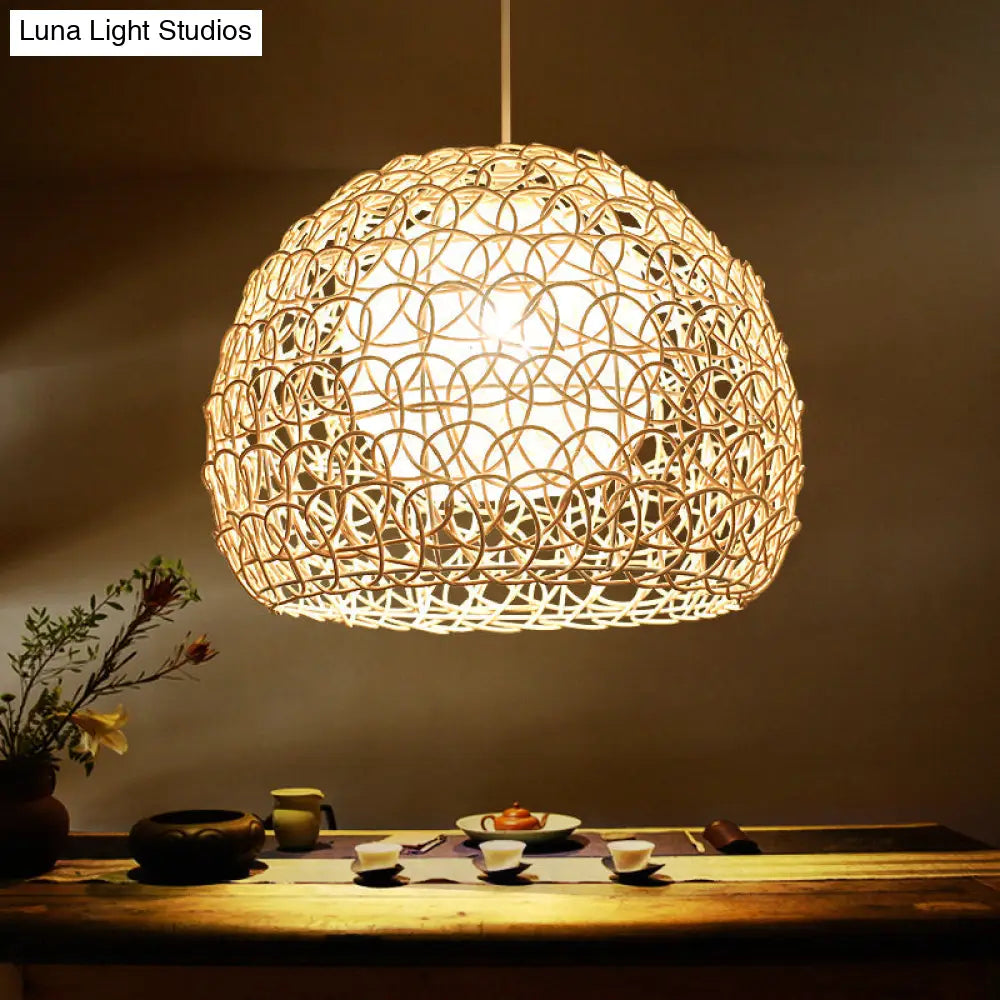 Dome Rattan Pendant Light Fixture - Simplicity In Wood