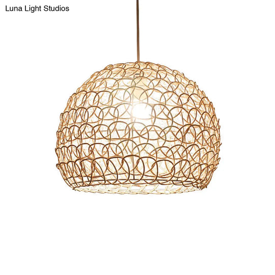 Dome Rattan Pendant Light Fixture - Simplicity In Wood