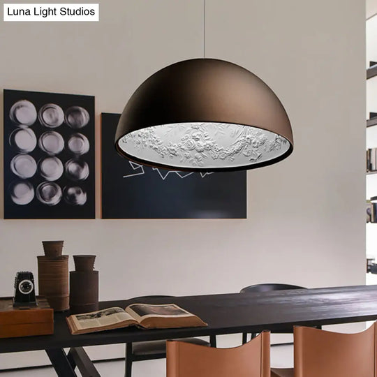 Modern Dome Pendant Lamp With Flower Pattern And Metallic Finish - Available In 3 Sizes