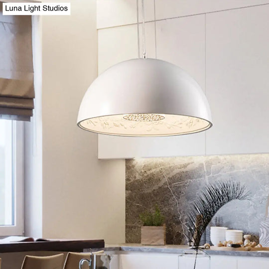 Modern Dome Pendant Lamp With Flower Pattern And Metallic Finish - Available In 3 Sizes