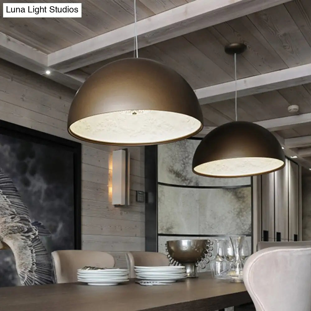 Modern Dome Pendant Lamp With Flower Pattern And Metallic Finish - Available In 3 Sizes