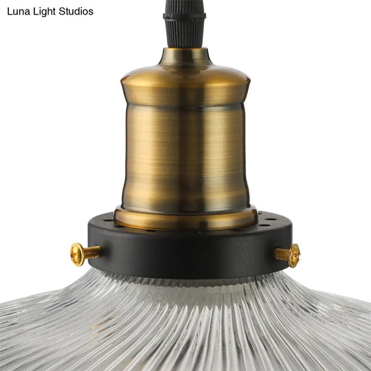 Dome-Shaped Glass Pendant Light With Brass Finish For Coffee Shops