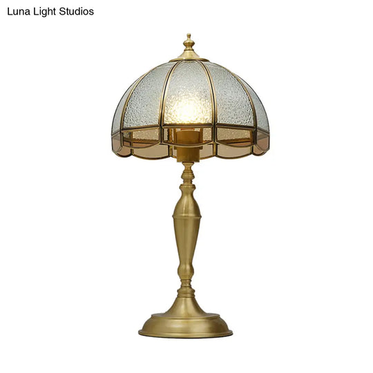 Dome-Shaped Water Glass Night Lamp - Traditional Brass Table Light For Bedrooms