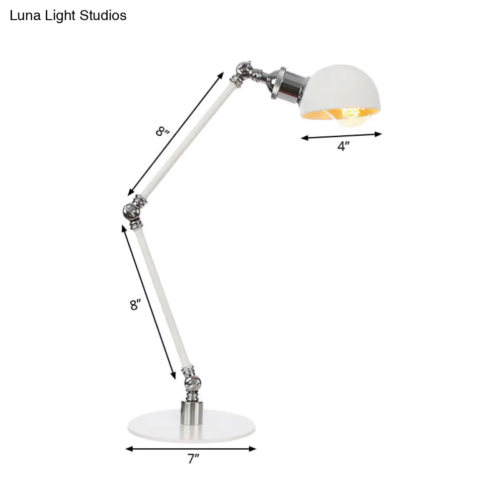 Dome Study Room Reading Lamp Metal 4/8.5 Wide 1 Light Industrial Stylish Desk Lighting In White