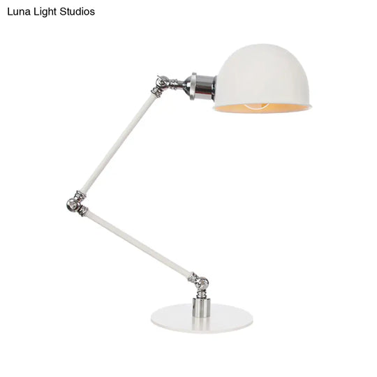 Dome Study Room Reading Lamp Metal 4/8.5 Wide 1 Light Industrial Stylish Desk Lighting In White