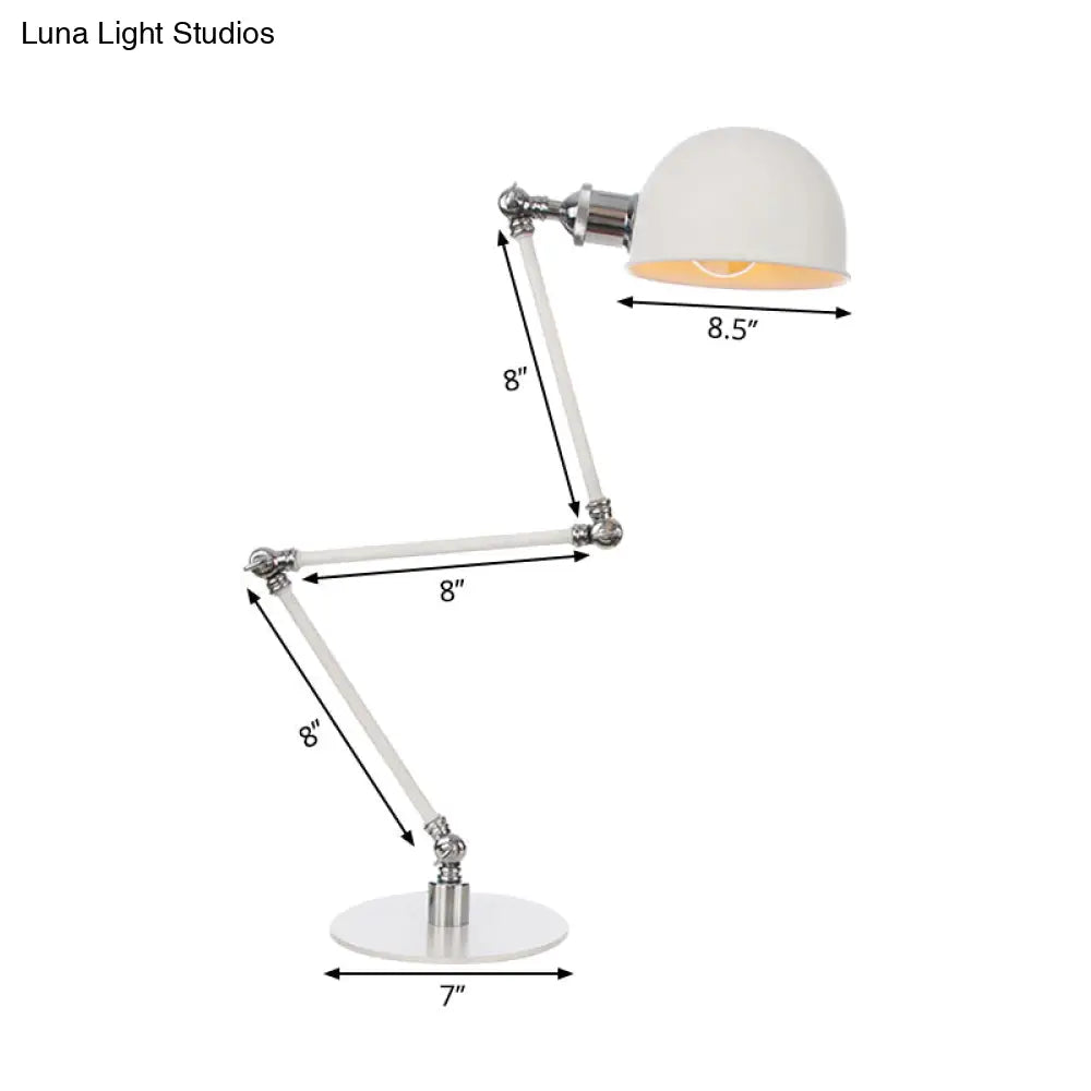 Dome Study Room Reading Lamp Metal 4/8.5 Wide 1 Light Industrial Stylish Desk Lighting In White