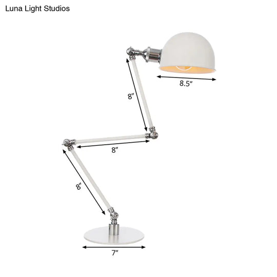 Dome Study Room Reading Lamp Metal 4/8.5 Wide 1 Light Industrial Stylish Desk Lighting In White