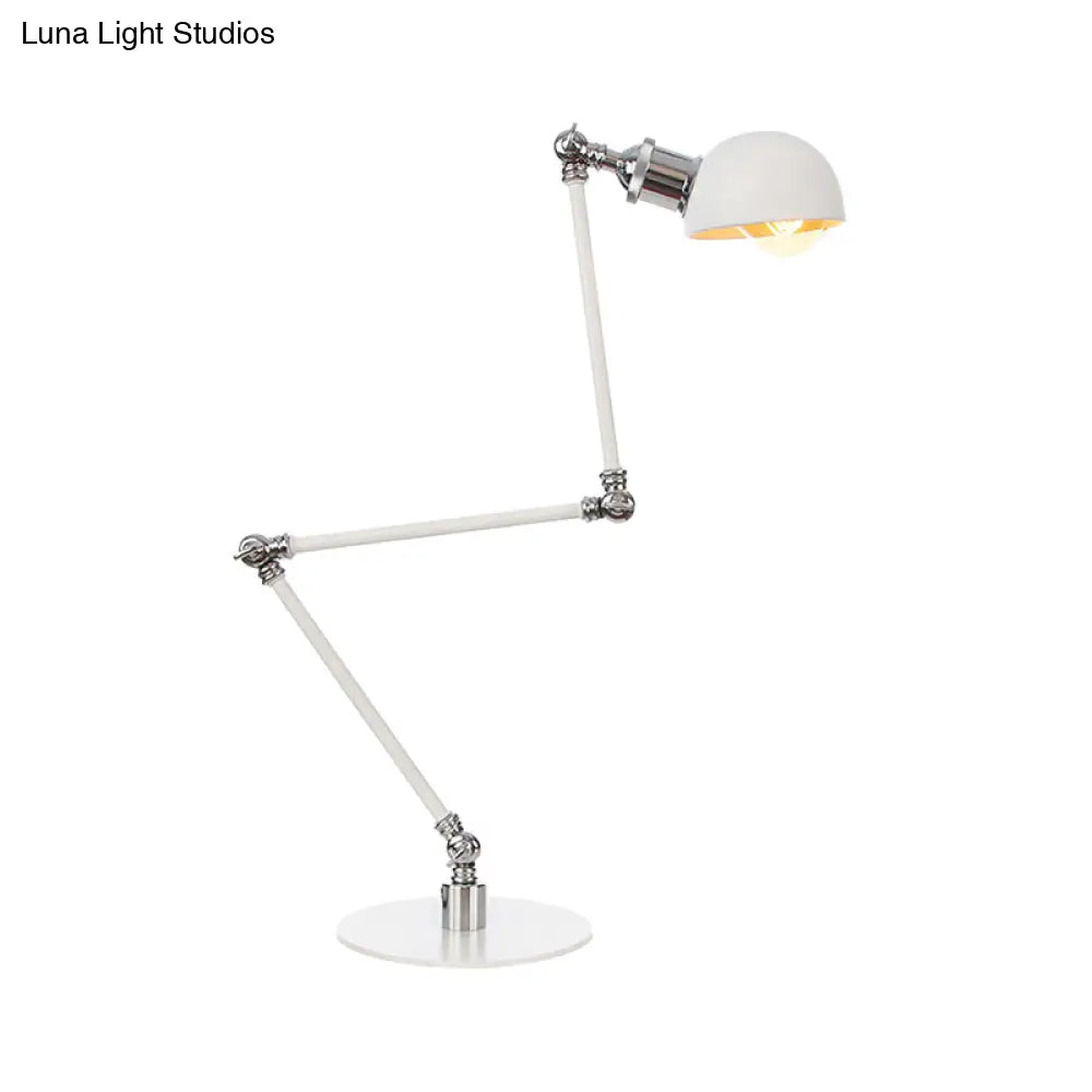 Dome Study Room Reading Lamp Metal 4/8.5 Wide 1 Light Industrial Stylish Desk Lighting In White