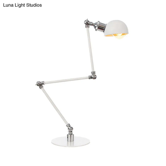 Dome Study Room Reading Lamp Metal 4/8.5 Wide 1 Light Industrial Stylish Desk Lighting In White