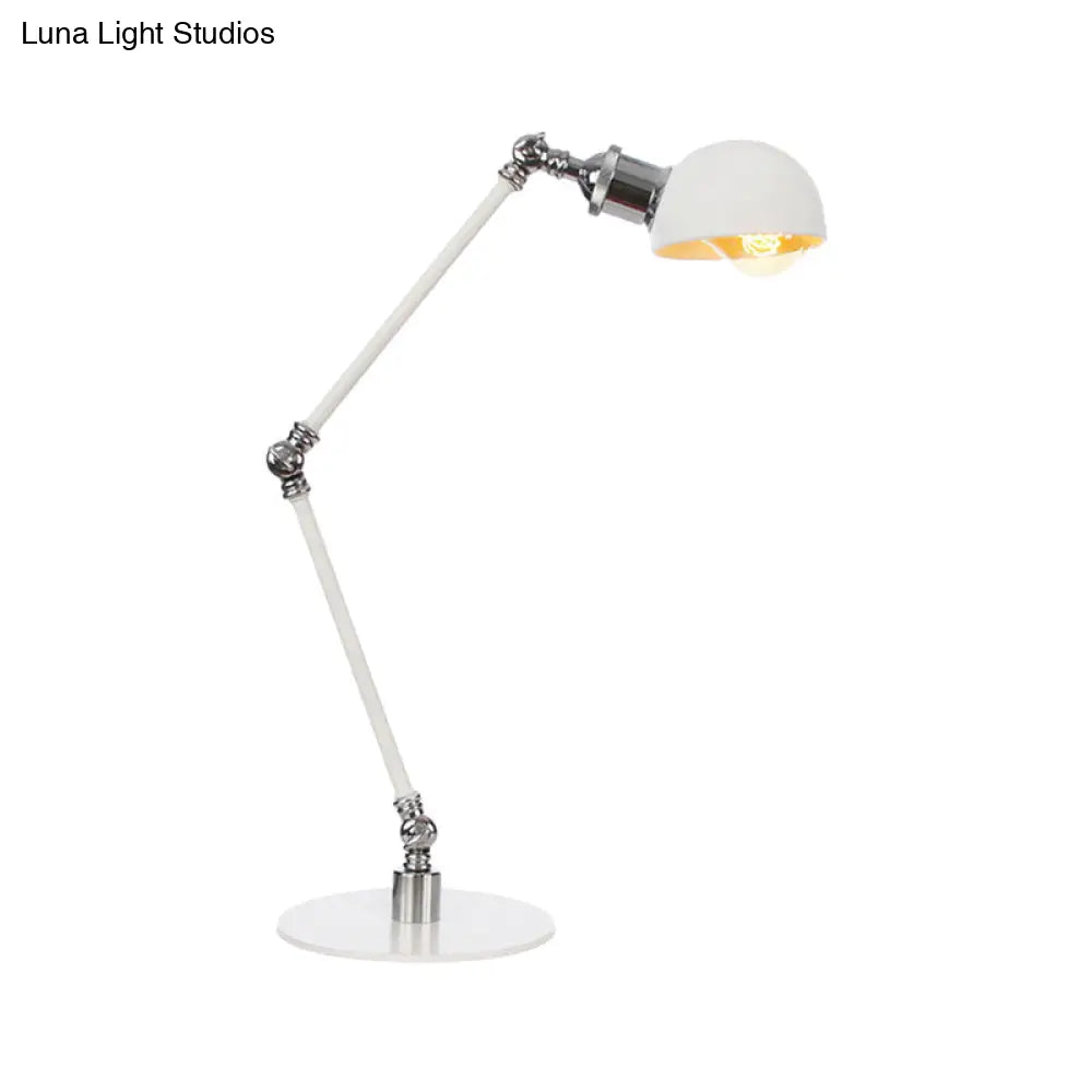 Dome Study Room Reading Lamp Metal 4/8.5 Wide 1 Light Industrial Stylish Desk Lighting In White