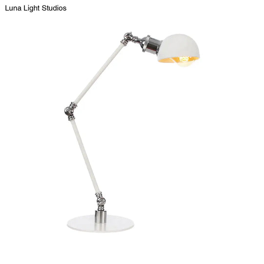 Dome Study Room Reading Lamp Metal 4/8.5 Wide 1 Light Industrial Stylish Desk Lighting In White