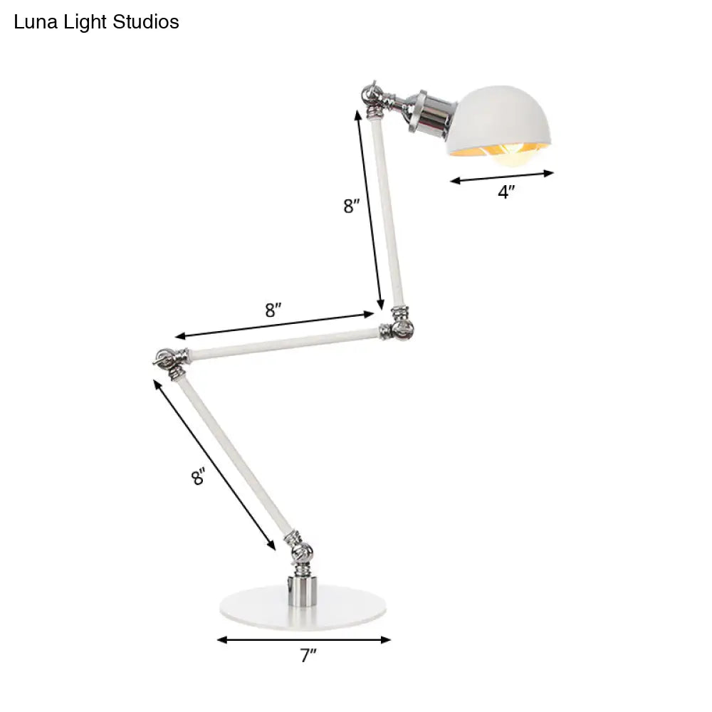 Dome Study Room Reading Lamp Metal 4/8.5 Wide 1 Light Industrial Stylish Desk Lighting In White