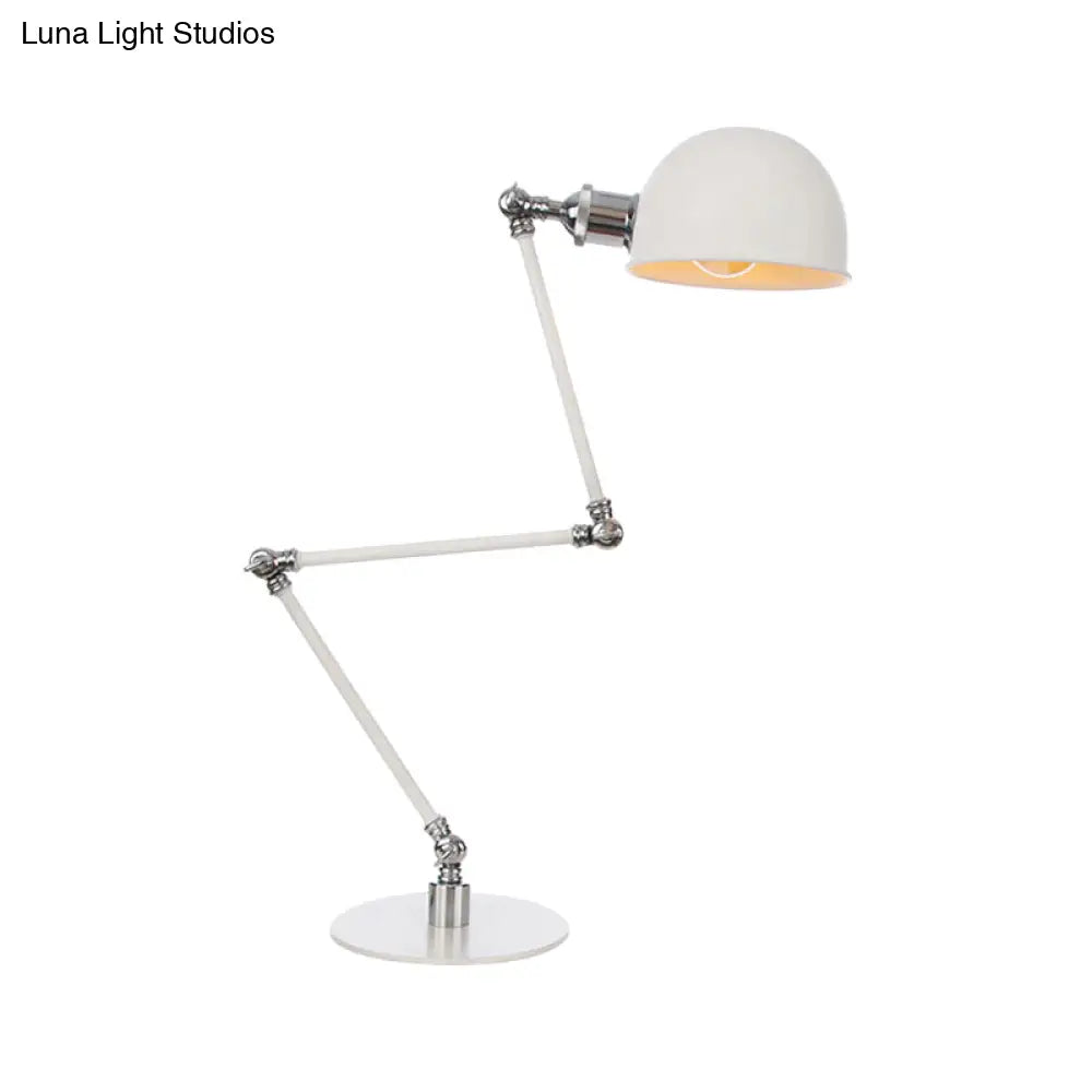 Dome Study Room Reading Lamp Metal 4/8.5 Wide 1 Light Industrial Stylish Desk Lighting In White