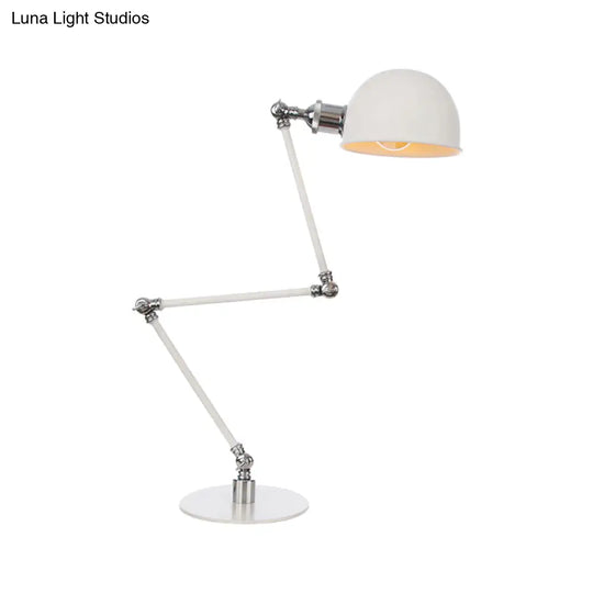 Dome Study Room Reading Lamp Metal 4/8.5 Wide 1 Light Industrial Stylish Desk Lighting In White