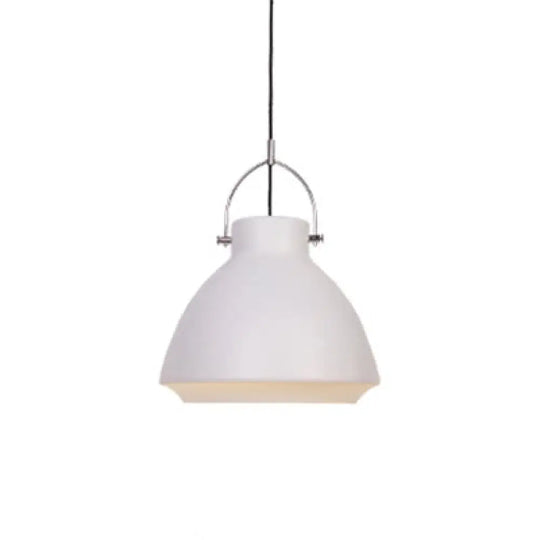 Dome Suspended Macaron Style Pendant Light - 10’/14’ Metallic Fixture With Handle In Black/Blue