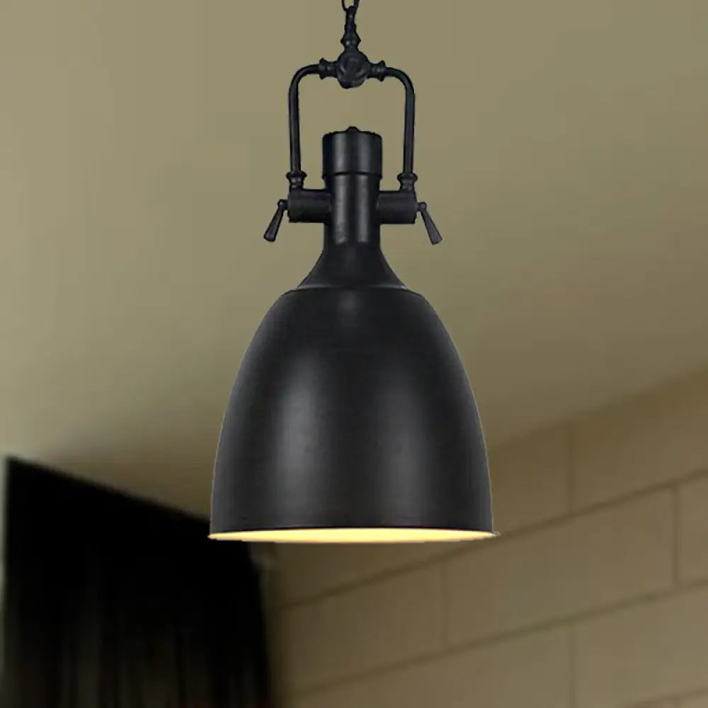 Domed Metallic Ceiling Pendant - 11’/14.5’ Width Industrial 1 Head Black / 11’