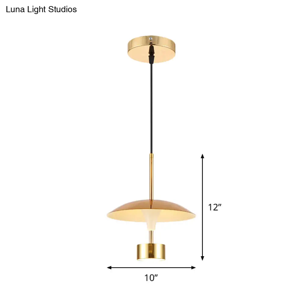 Modern Gold Led Pendant Light For Dining Room - 10/14 Domed Metallic Suspension