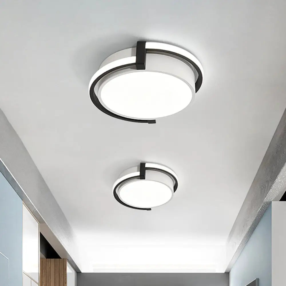 Dorm Room Led Flushmount Ceiling Light With Minimalist Design And Acrylic Shade (Grey/White) -