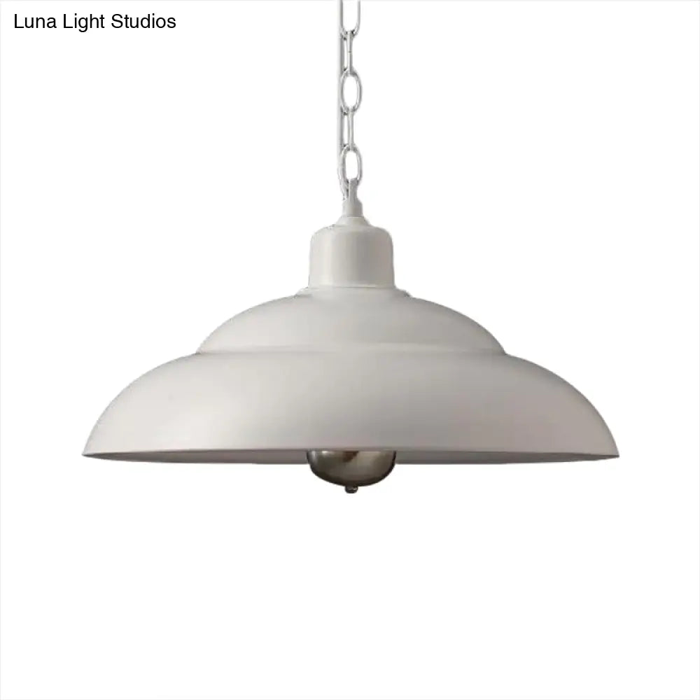 Double Bubble Hanging Lamp - Vintage Style Metallic Suspension Light In Red/White For Coffee Shop