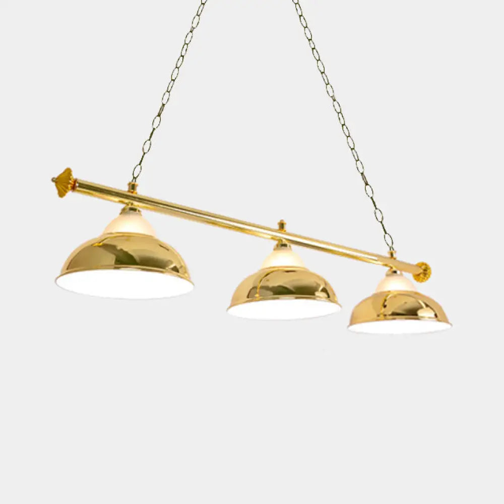 Double Bubble Hanging Light With 3 Heads - Loft Style Pendant Lighting For Pool Table In Chrome/Gold