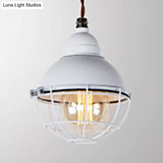 Farmhouse Metal Pendant Light With Double Bubble Design - Black/White Indoor Ceiling Fixture White