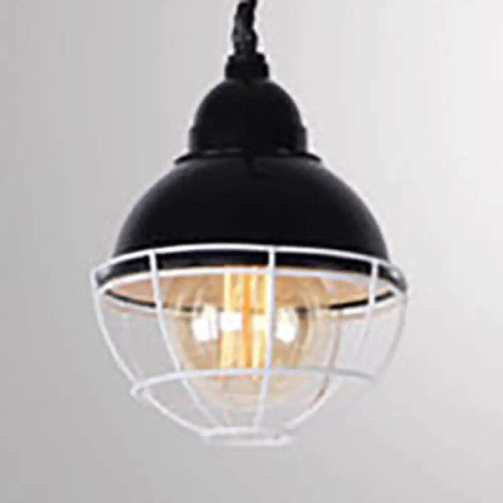 Double Bubble Indoor Pendant Light With Wire Frame Farmhouse Metal 1 - Black/White Ceiling Black