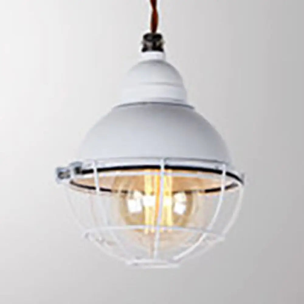 Double Bubble Indoor Pendant Light With Wire Frame Farmhouse Metal 1 - Black/White Ceiling White