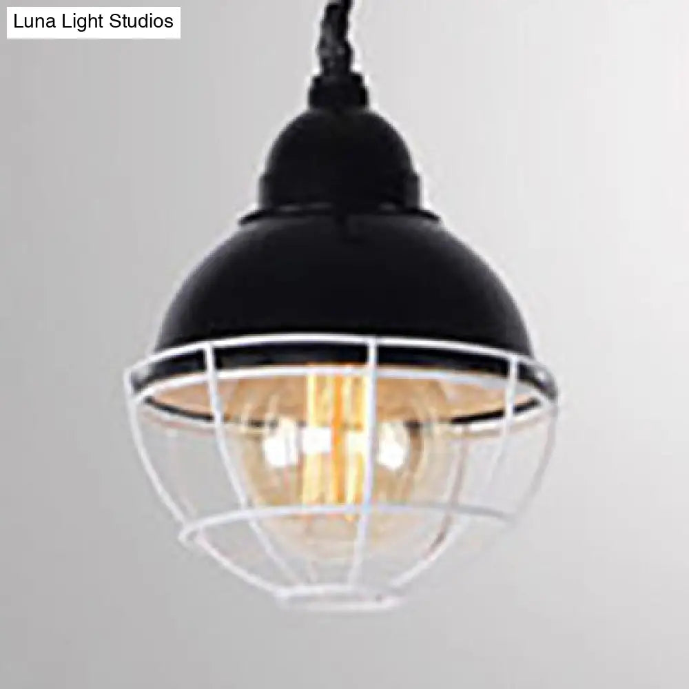 Farmhouse Metal Pendant Light With Double Bubble Design - Black/White Indoor Ceiling Fixture Black