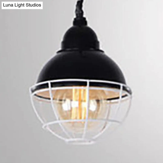 Farmhouse Metal Pendant Light With Double Bubble Design - Black/White Indoor Ceiling Fixture Black