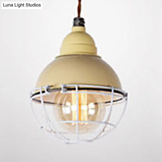 Farmhouse Metal Pendant Light With Double Bubble Design - Black/White Indoor Ceiling Fixture Yellow