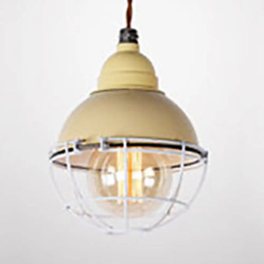 Double Bubble Indoor Pendant Light With Wire Frame Farmhouse Metal 1 - Black/White Ceiling Yellow