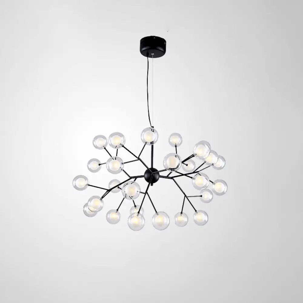 Double Glass Minimalist Molecule Chandelier - Stylish Living Room Lighting Fixture 27 / Black