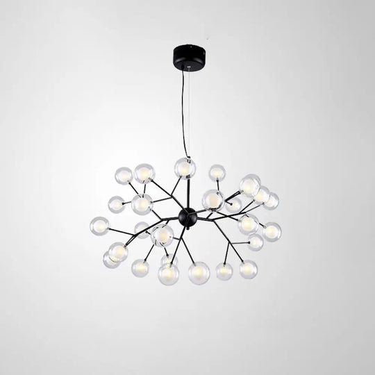 Double Glass Minimalist Molecule Chandelier - Stylish Living Room Lighting Fixture 27 / Black