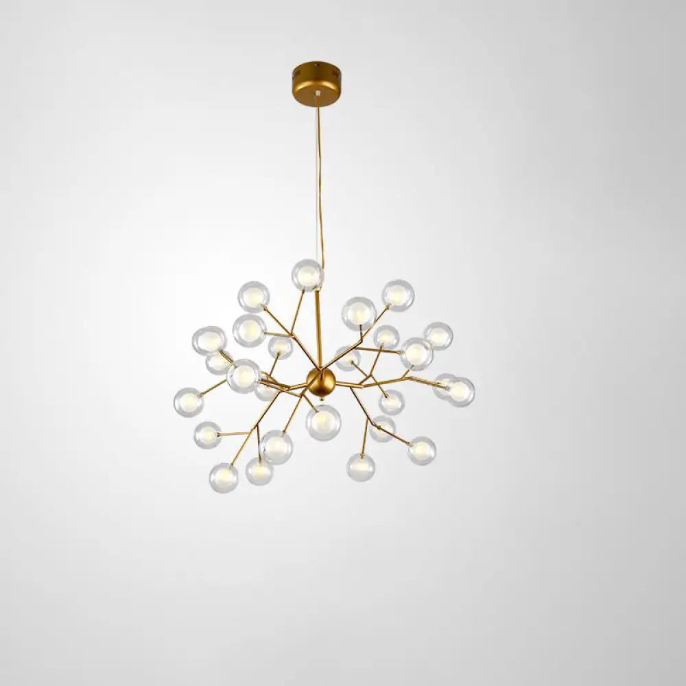 Double Glass Minimalist Molecule Chandelier - Stylish Living Room Lighting Fixture 27 / Gold