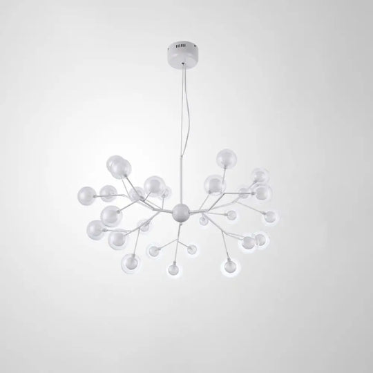 Double Glass Minimalist Molecule Chandelier - Stylish Living Room Lighting Fixture 27 / White