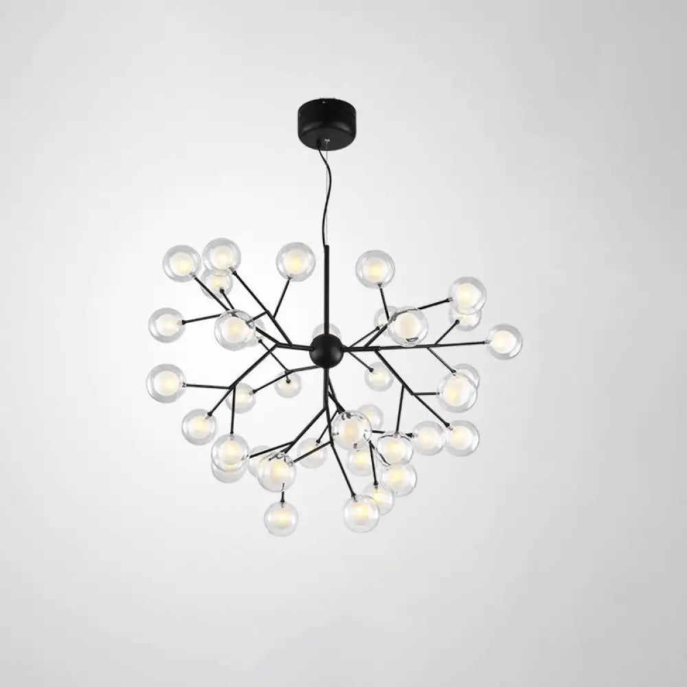 Double Glass Minimalist Molecule Chandelier - Stylish Living Room Lighting Fixture 36 / Black