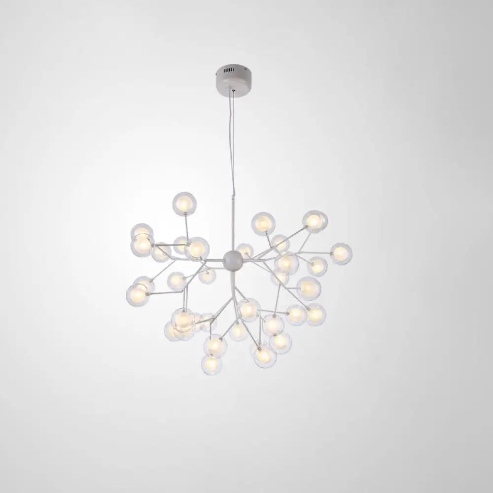 Double Glass Minimalist Molecule Chandelier - Stylish Living Room Lighting Fixture 36 / White