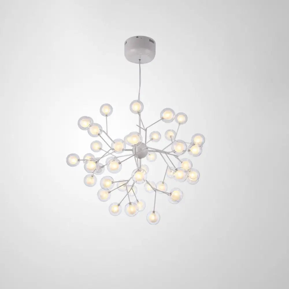 Double Glass Minimalist Molecule Chandelier - Stylish Living Room Lighting Fixture 45 / White