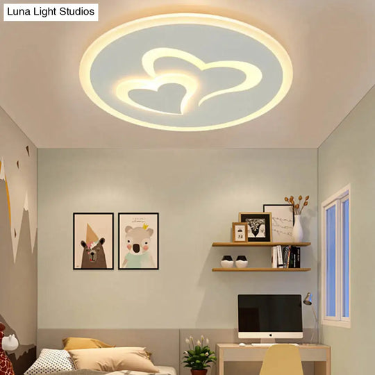 Double Loving Heart Led Ceiling Light - Stylish Acrylic Design For Baby Room White / Inner Warm