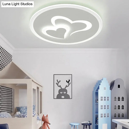 Double Loving Heart Led Ceiling Light - Stylish Acrylic Design For Baby Room White /