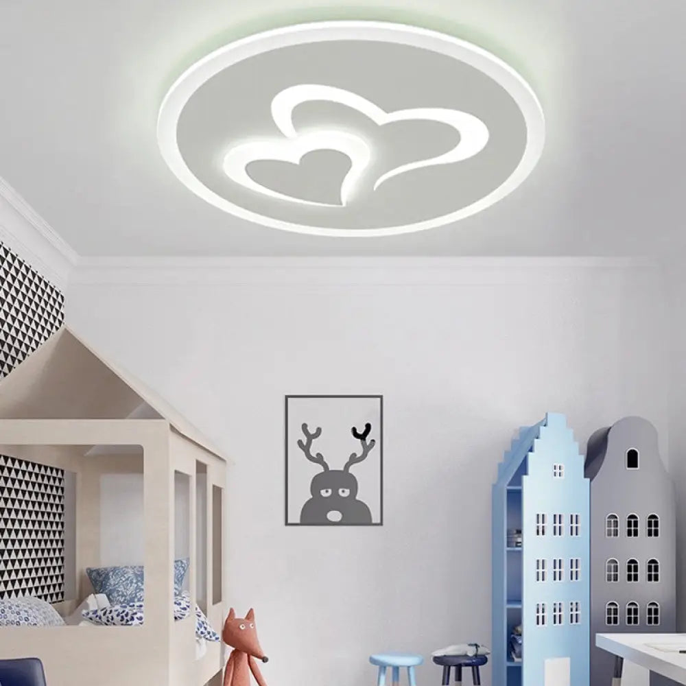Double Loving Heart Led Ceiling Light - Stylish Acrylic Design For Baby Room White /