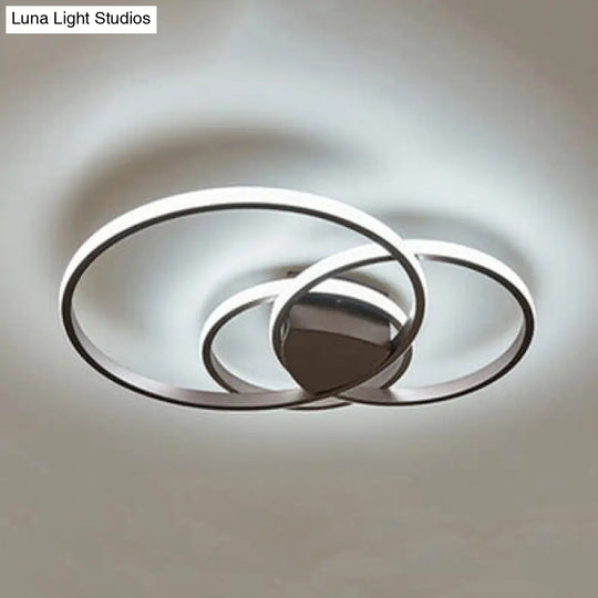 Double Ring Led Bedroom Ceiling Light In Warm/White/Natural: 3 Sizes Available Brown / 21.5 Natural