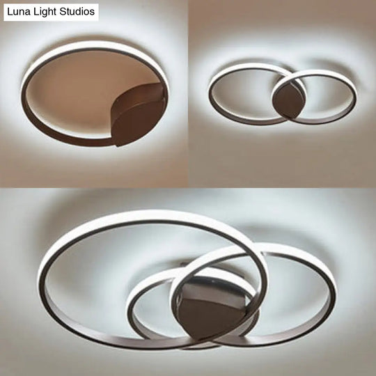 Double Ring Led Bedroom Ceiling Light In Warm/White/Natural: 3 Sizes Available